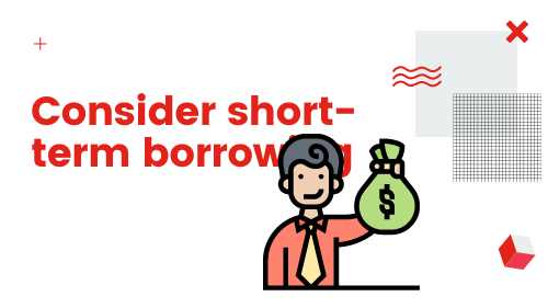business man cartoon considering short term borrowing to assist cash flow