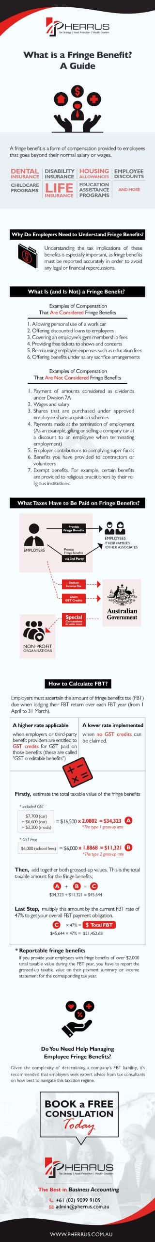 What Is a Fringe Benefit - A Guide infographic