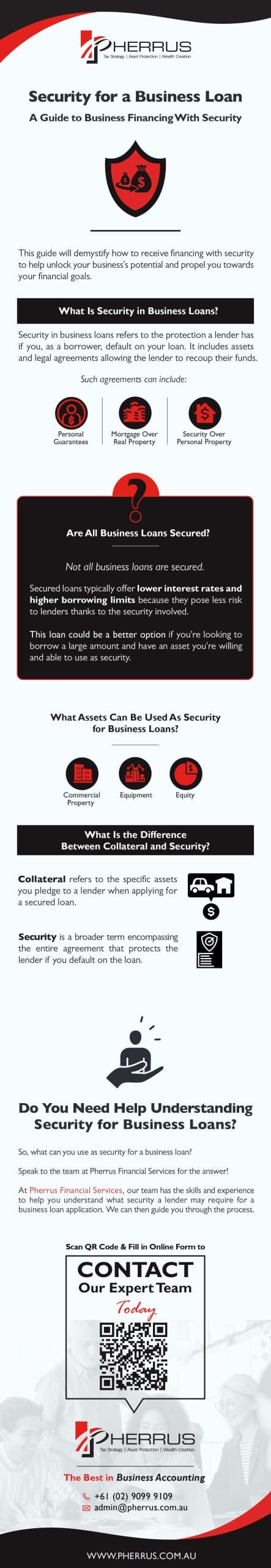 Security for a Business Loan - A Guide to Business Financing With Security Infographic